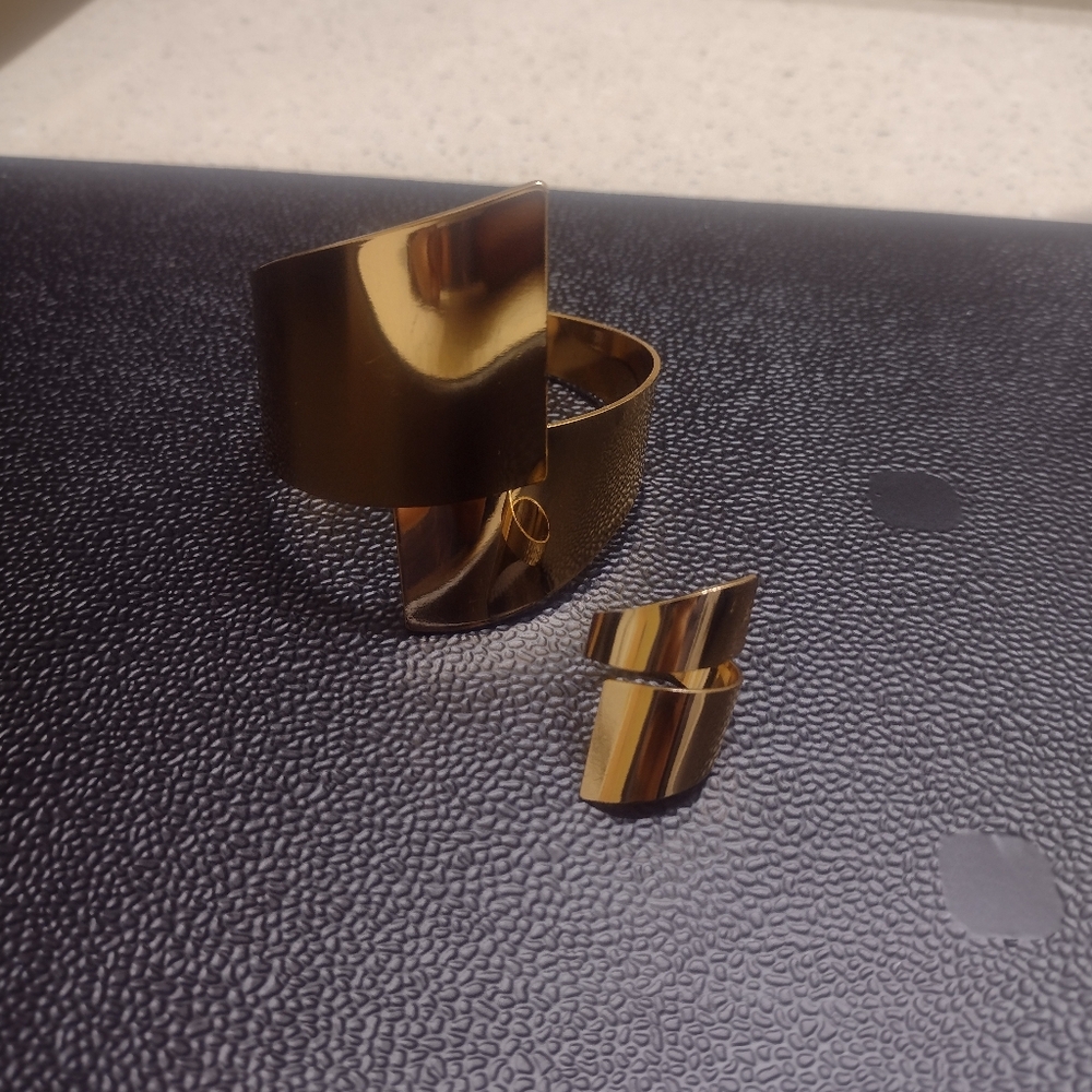 Gold Statement Bracelet and Ring Set